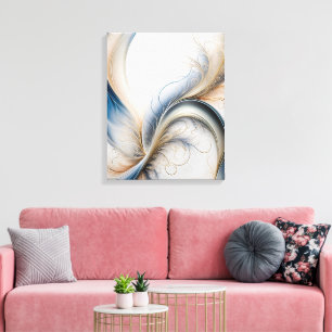 Toile Brise Dorée Douce Bleue et Or Art Coulant