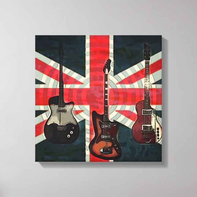 Toile British Union Jack Flag Rock Roll Electric Guitar (Recto)