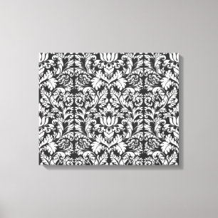 Toile Brocard de dentelle en damas noir et blanc vintage