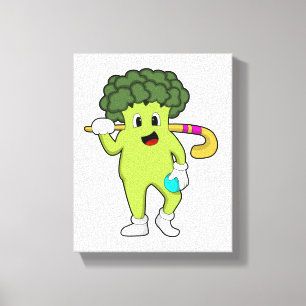 Toile Broccoli à Hockey avec chauve-souris de hockey
