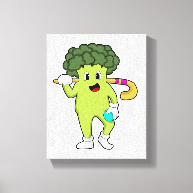 Toile Broccoli à Hockey avec chauve-souris de hockey (Recto)