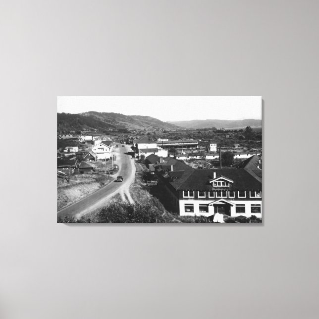 Toile Brookings, Oregon Town View et Ocean Photo (Recto)