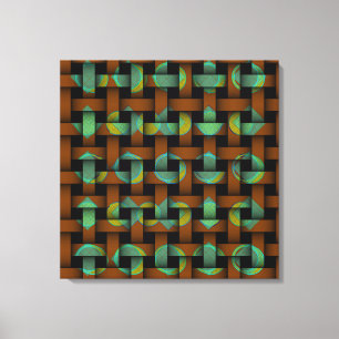 Toile Brown vert géométrique Tribal Art Circle Tressage
