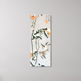 Toile Bruants et Camellia en Neige par Ando Hiroshige