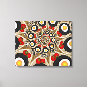 Toile Brunch Fractal Art Drôle Nourriture, Tomates, Oeuf