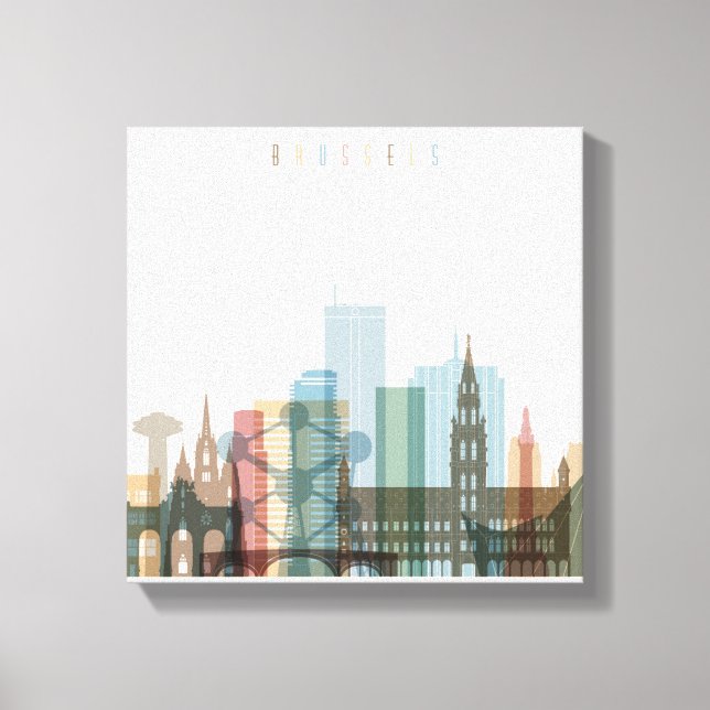 Toile Bruxelles, Belgique | Ville Skyline (Recto)