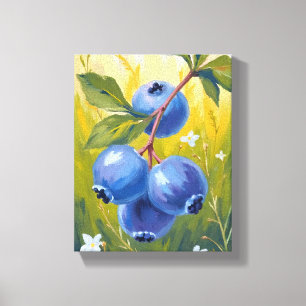 Toile Buisson de myrtilles Peinture aquarelle de fruit