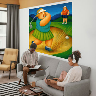 Toile Bunker Trouble- Large Wrapped Canvas Golf Print