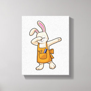Toile Bunny comme coiffeur avec peigne et ciseaux