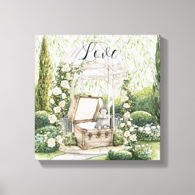 Toile Bunny in Chest Green Leaves Floral (Recto)