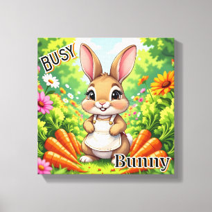 Toile Busy Bunny   Mignon Art pour la Nurserie pour Enfa
