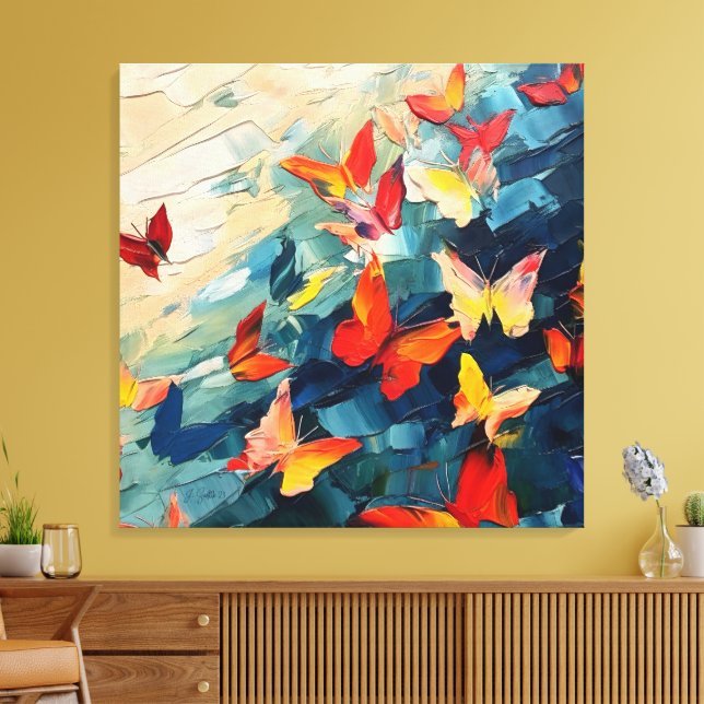 Toile Butterflies in Motion – Expressive Abstract Flight (Insitu(Salon))
