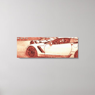 Toile C7R Corvette Z06 2016 Croquis en rouge chaud