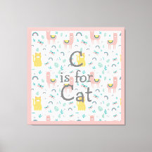 C est pour Cat Boho Cute Alapaca Pink Trim Nursery