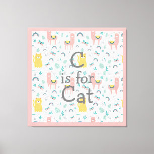 Toile C est pour Cat Boho Cute Alapaca Pink Trim Nursery