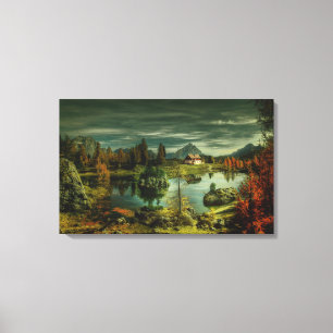 Toile Cabine au bord du lac