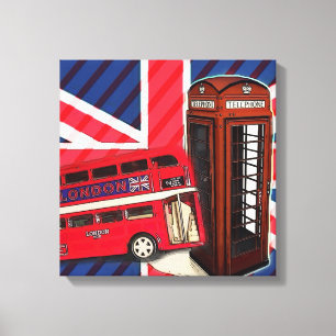 Toile Cabine téléphonique rouge Retro Union Jack London