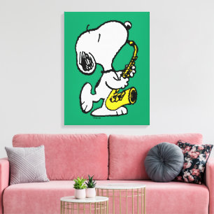 Toile cacahuètes   Lecteur Snoopy Saxophone