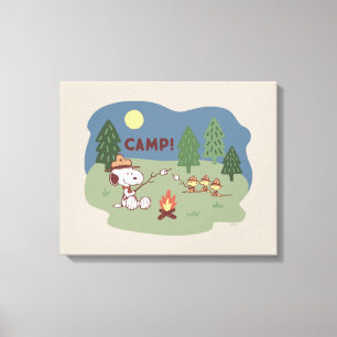 Toile cacahuètes   Snoopy & Woodstock au feu de camp