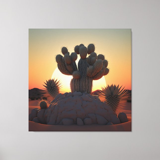 Toile Cactus et palmiers coexistent en harmonie. phot (Recto)