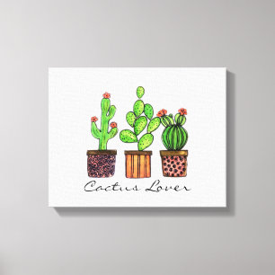 Toile Cactus mignon d'aquarelle dans des pots