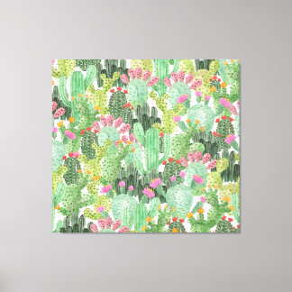 Toile Cactus peint à la main : Vert désert