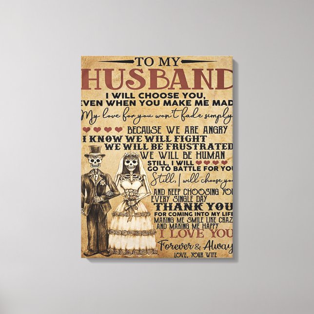 Toile Cadeau d'amour de couple d'Halloween pour mon mari (Recto)