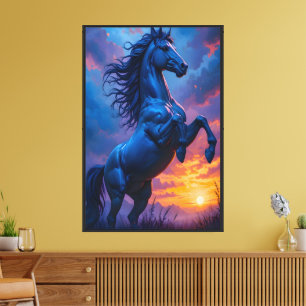 Toile Cadeau d'art mural Fantasy Cheval Bleu Coucher de