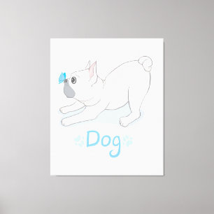 Toile Cadeau de chien mignon Chien drôle avec papillon