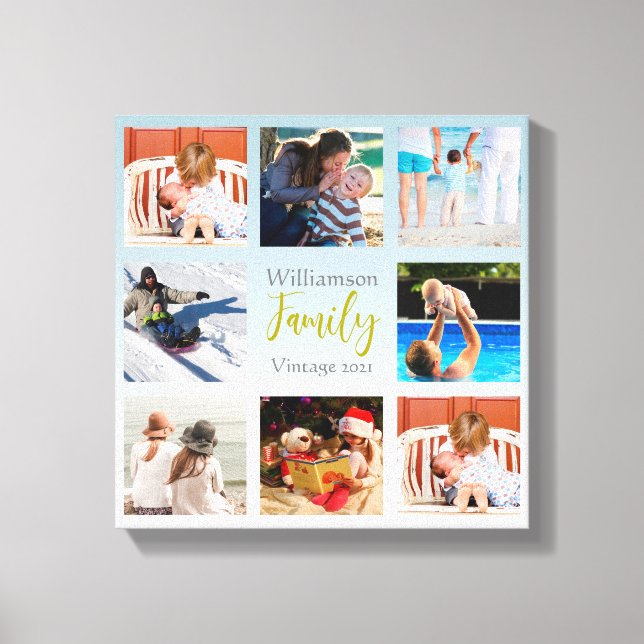 Toile Cadeau de Noël Famille Photo Collage Canvas Imprim (Recto)