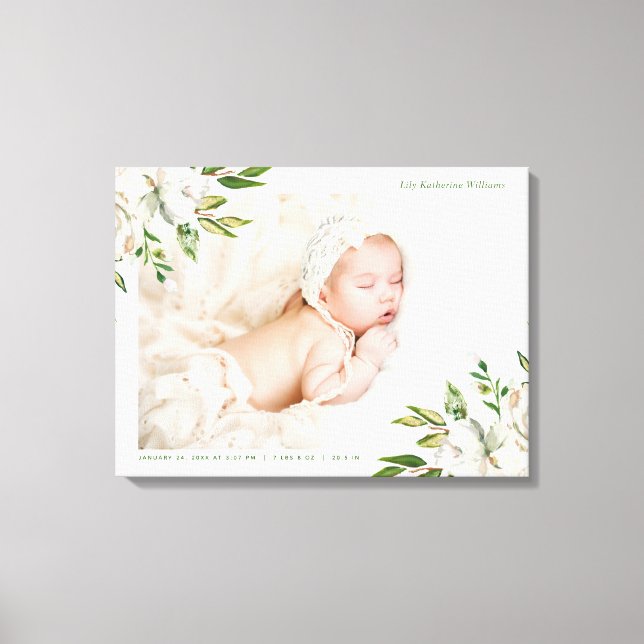 Toile Cadeau de photo de bébé Fleurs Dorées (Recto)