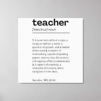Toile Cadeau personnalisé de l'enseignant - Définition d