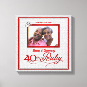 Toile Cadeau photo pour les 40 ans de mariage Noces de r