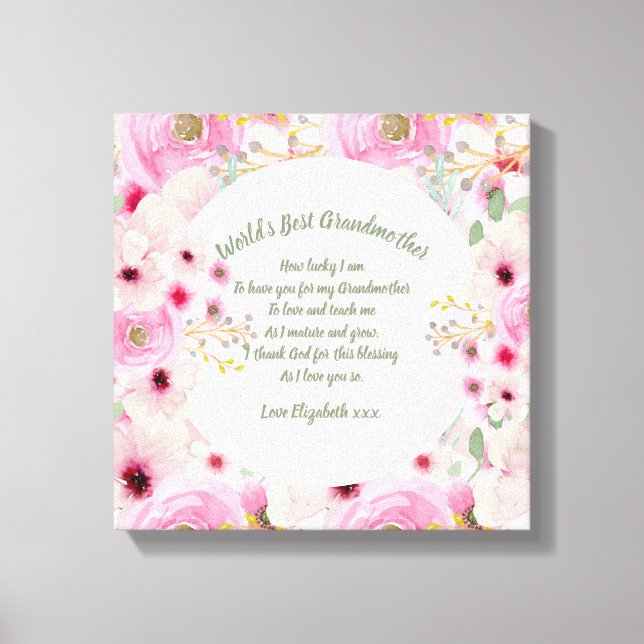 Toile CADEAU - Poèmes grand-mère de petits-enfants - PER (Recto)