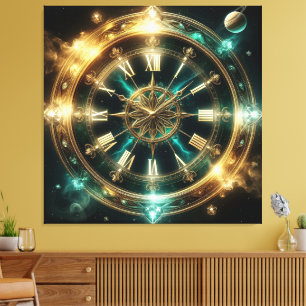 Toile Cadran astronomique avec embellissements dorés