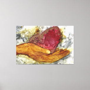 Toile Cadre main et coeur 60x40" encadré
