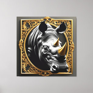Toile Cadre ornemental en or de rhinocéros noir