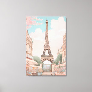 Toile Café parisien avec Art Tour Eiffel