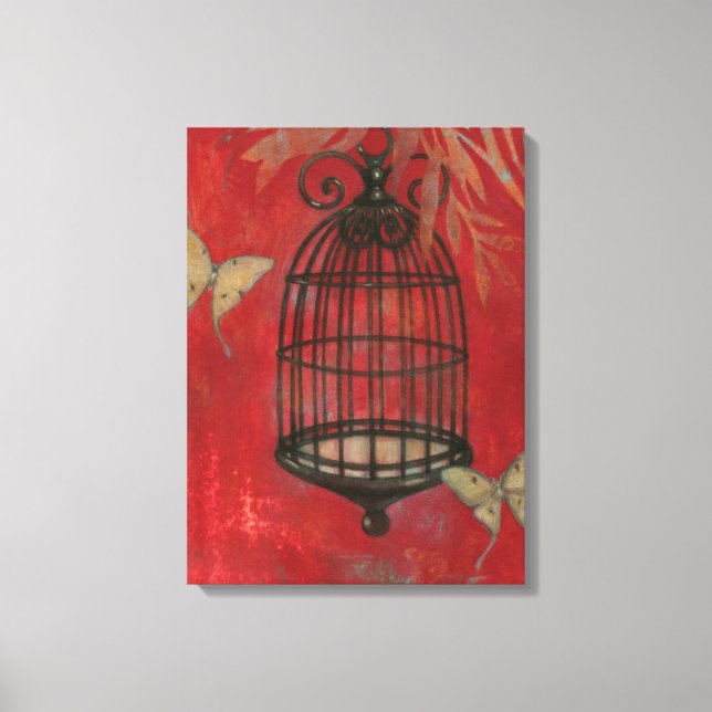 Toile Cage d'oiseaux décorative avec papillons (Recto)