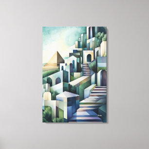Toile Caire ciel abstrait géométrique avec pyramide