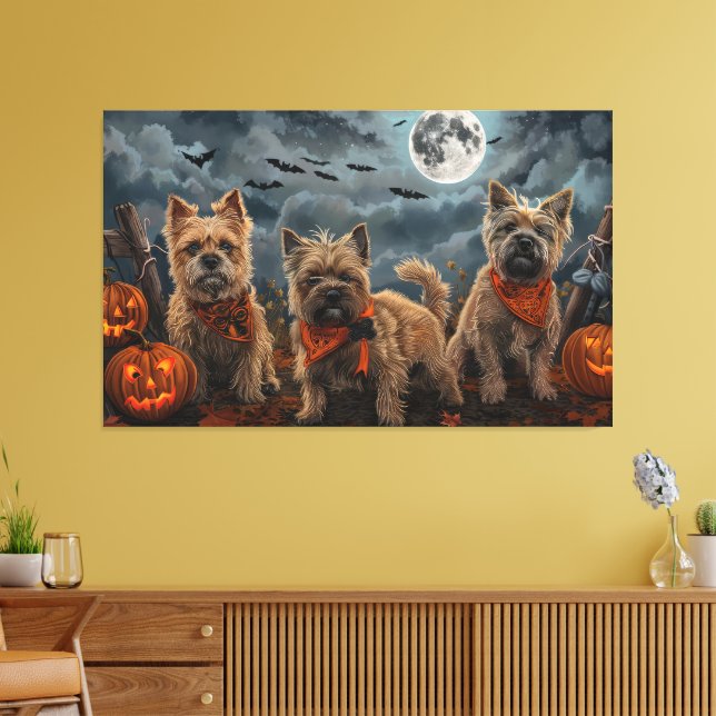 Toile Cairn Terrier Halloween Éffrayant (Insitu(Salon))