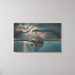 Toile Cairo, IL - Vue nocturne de Steamer sur Miss. Rivi