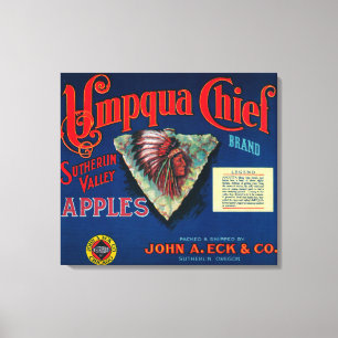 Toile Caisse en chef LabelSutherlin d'Umpqua Apple, OU