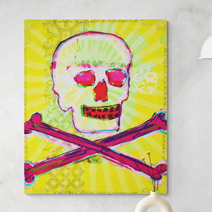 Toile Calavera Crâne geek NFT Art Jaune Vert rouge