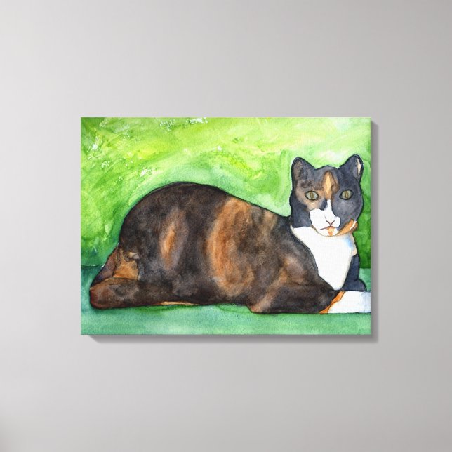 Toile Calico Chat Aquarelle Peinture Canvas (Recto)