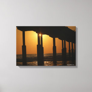 Toile California Golden Sunset Ocean Beach Pier