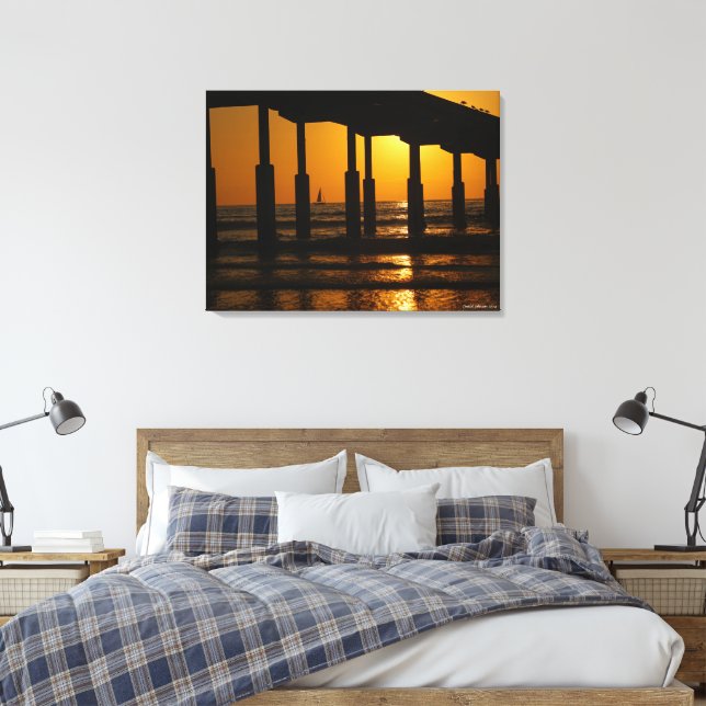 Toile California Golden Sunset Ocean Beach Pier (Insitu(Chambre))