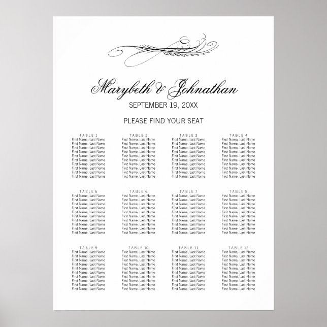 Toile & Calligrafie Hochzeitskarten Poster (Vorne)