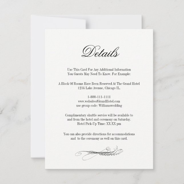 Toile & Calligraphie Détails du Mariage Carte de b (Devant)