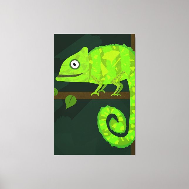 Toile Caméléon mignon vert (Recto)